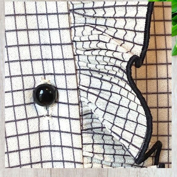 Vintage Lynn Davis Windowpane Ruffle Front Shirt 10 - Picture 9 of 15